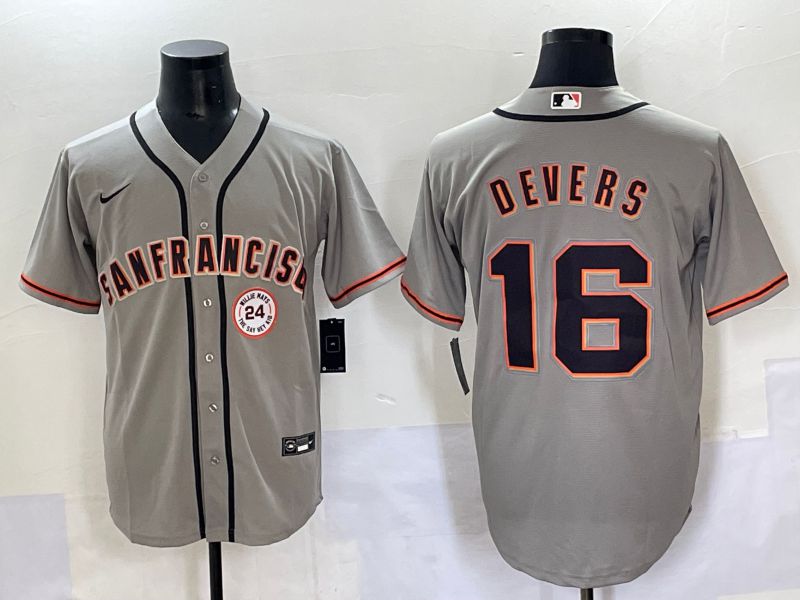 Men 2025 San Francisco Giants #16 Devers Grey Game Nike MLB Jersey style 47->san francisco giants->MLB Jersey